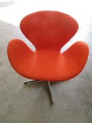 3 x Matt Blatt Featherstone Replica Swivel Chairs, Orange fabric upholstered - 3