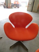 3 x Matt Blatt Featherstone Replica Swivel Chairs, Orange fabric upholstered - 6