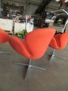 3 x Matt Blatt Featherstone Replica Swivel Chairs, Orange fabric upholstered - 7