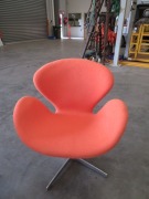 3 x Matt Blatt Featherstone Replica Swivel Chairs, Orange fabric upholstered - 8