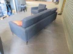 Matt Blatt Eames Replica Lounge Suite, 1 x 3 seater couch, 2 x lounge chairs, Grey fabric upholstered - 4