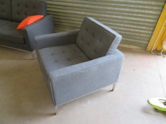 Matt Blatt Eames Replica Lounge Suite, 1 x 3 seater couch, 2 x lounge chairs, Grey fabric upholstered - 6
