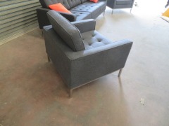 Matt Blatt Eames Replica Lounge Suite, 1 x 3 seater couch, 2 x lounge chairs, Grey fabric upholstered - 8