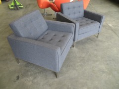 2 x Matt Blatt Eames Replica Lounge Chairs, Grey fabric upholstered - 2