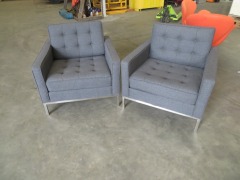 2 x Matt Blatt Eames Replica Lounge Chairs, Grey fabric upholstered - 5