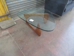 Matt Blatt Noguchi Replica Occasional Table, Glass top 1250 x 900 x 19mm, timber base