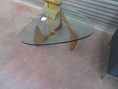 Matt Blatt Noguchi Replica Occasional Table, Glass top 1250 x 900 x 19mm, timber base - 2