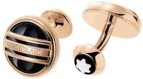 Montblanc Precious Collection Cufflinks Round 18 kt. Rose Gold 3 Ring With Onyx 101544