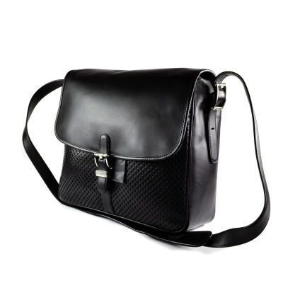 Montblanc Meisterstuck Soft Black Calfskin Messenger Bag with Flap 104652