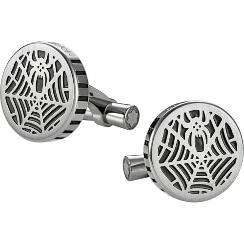 Montblanc Round Spider Stainless Steel Black PVD Cufflinks 114708