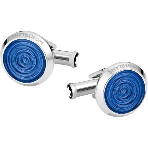 Montblanc Round Steel Raindrop Cufflinks 116655