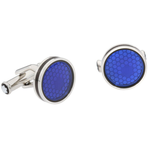 Montblanc Round Stainless Steel Honeycomb Inlay Cufflinks 118602