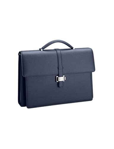 Montblanc Westside Single Gusset Blue Leather Briefcase 118629