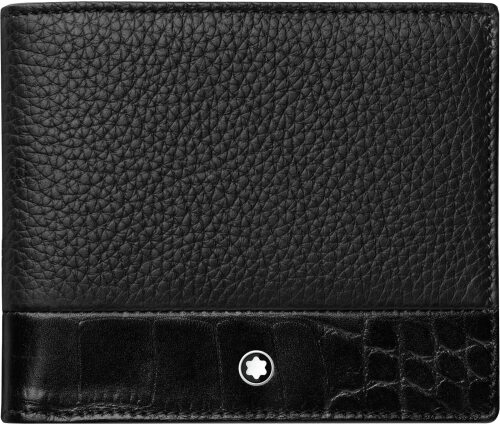 Montblanc Soft Grain 6cc Wallet Combination Black 118752