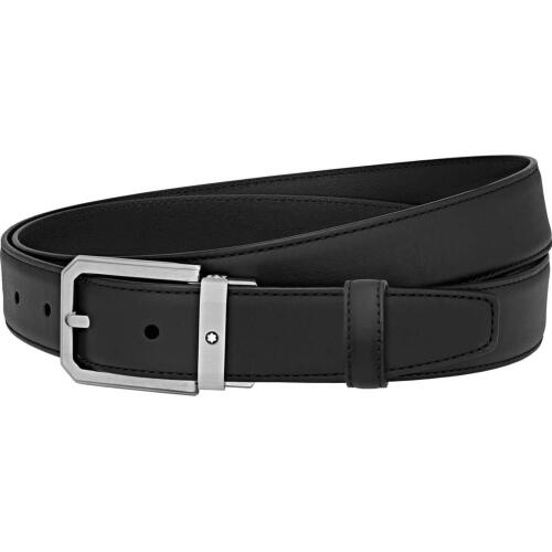 Montblanc Trapeze Brushed Stainless Steel Matte Black Belt 124208