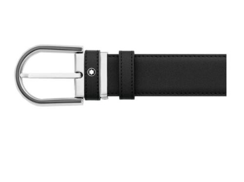 Montblanc Horseshoe Shiny And Matte Stainless Steel And Black PVD Pin Buckle Belt 126032