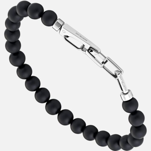 Montblanc Onyx-bead bracelet with carabiner closure in stainless steel 12382860