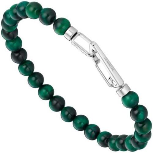 Montblanc Wrap Me Steel Green and Tiger Eye Bracelet Size 68 12596568