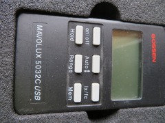 1 x Gossen Light Meter in case, Model: Mavoulux 5032C USB, 1 x Digitech Light Meter, 1 x Raitek Digital Thermometer in case - 2