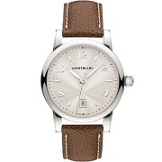 Montblanc Star Date Silver Dial Brown Leather Men's Watch 108762