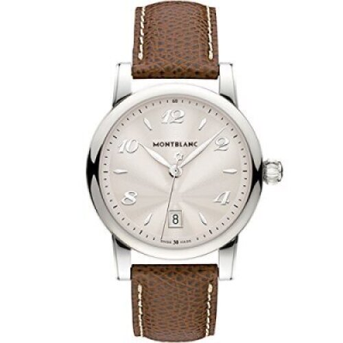 Montblanc Star Date Silver Dial Brown Leather Men's Watch 108762