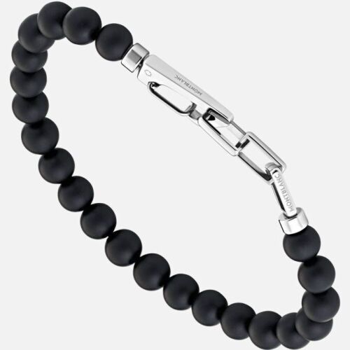 Montblanc Tiger Eye beads bracelet with carabiner closure in stainless steel 12527463