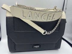 Lancel Ninon Flap Bag M Black/Snow A09234VDTU - 3