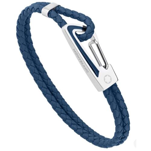 Montblanc Bracelet, Carabiner, Steel, Leather Blue Size: 68 11855468
