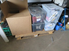 Pallet containing box of assorted tools & electrical fittings - 5