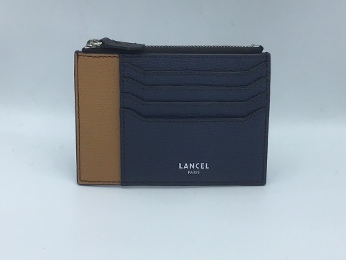 Lancel Enveloppe Zip Card Holder L Petrol/Black/Camel A086403HTU