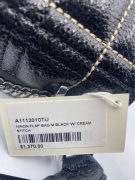 Lancel Ninon Flap Bag M Black W/ Cream Stitch A1113010TU - 5