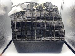 Lancel Ninon Bucket Bag M Black W/ Cream Stitch A1113110TU - 3