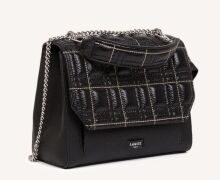 Lancel Ninon Flap Bag M Black W/ Cream Stitch A1113010TU - 2