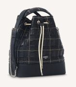 Lancel Ninon Bucket Bag M Black W/ Cream Stitch A1113110TU - 2
