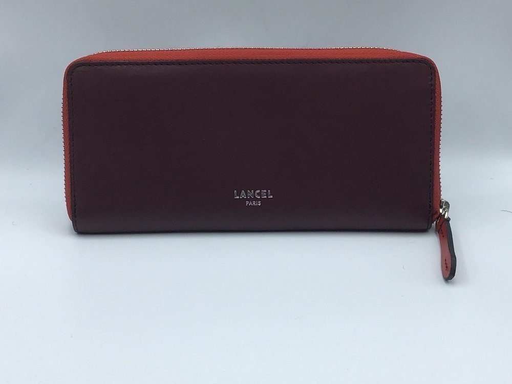 Lancel Clic Slim Zip Wallet Blackcurrant/Red A102764ITU | Hilco Global APAC