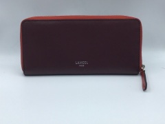 Lancel Clic Slim Zip Wallet Blackcurrant/Red A102764ITU - 2