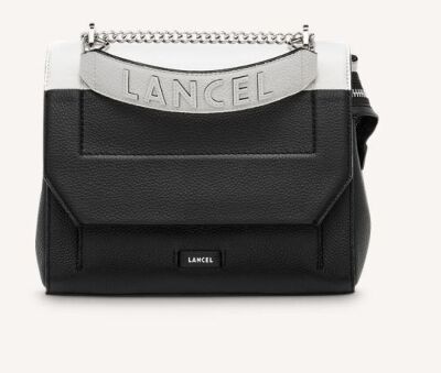 Lancel Ninon Flap Bag M Black/Snow A09234VDTU