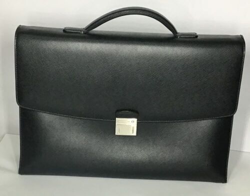 Montblanc Sartorial Single Gusset Black Leather Briefcase 113176