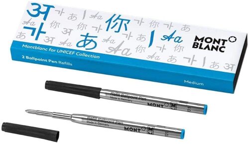3x Packs of Montblanc UNICEF collection Blue 2 Ballpoint Refills - Med 116220