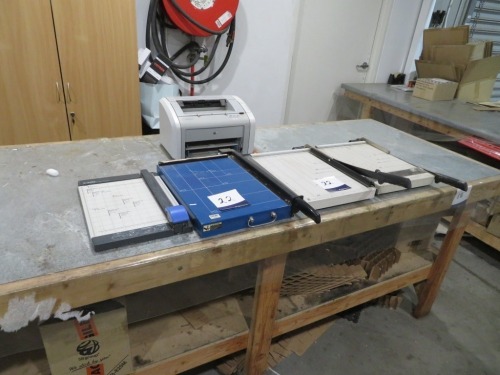 3 x Paper Guillotines & Hewlett Packard Printer