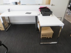 Contents of Office including;4 x Desks, Metal framed with White Tops - 1400 x 600mm1 x Filing Cabinet, 4 Drawer3 x Chairs - 8
