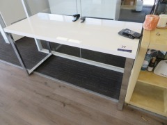 1 x Desk, White Top, Metal Legs - 3