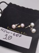 2 Pairs of Gold Freshwater Button Studs white & Pink 8MM RRP 358 - 5