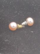 2 Pairs of Gold Freshwater Button Studs white & Pink 8MM RRP 358 - 4