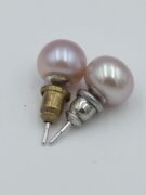 2 Pairs of Gold Freshwater Button Studs white & Pink 8MM RRP 358 - 2