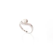 White Pearl And Cubic Zirconia Sterling Silver Ring - 3
