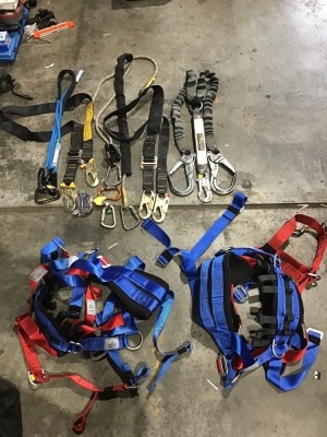 Working at heights safety equipment and harnesses
