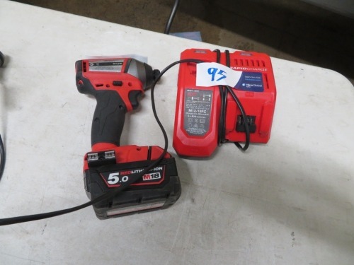 Milwaukee Impact Driver and Charger
18 Volt Brushless
5.0AH Red Lithium-ION Battery