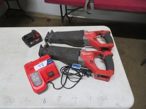 2 x Milwaukee Reciprocating Saw & Charger