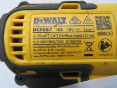 DeWalt Cordless Tools comprising; 125mm Grinder, Cordless Compact Blower Skin, Charger, DCB115-XE, Charger, DC310-XE, Impact Driver, DCF887 - 3